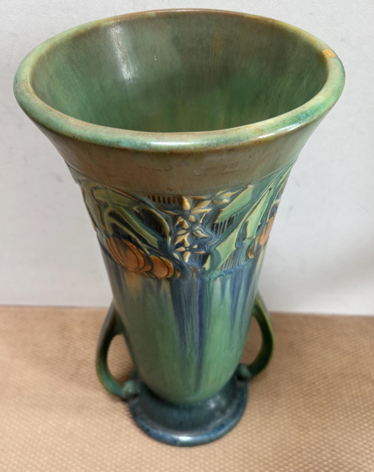 Vintage Roseville Pottery Double Handled Vase The Baneda Line By George Krause Lover Antiques and Vintage