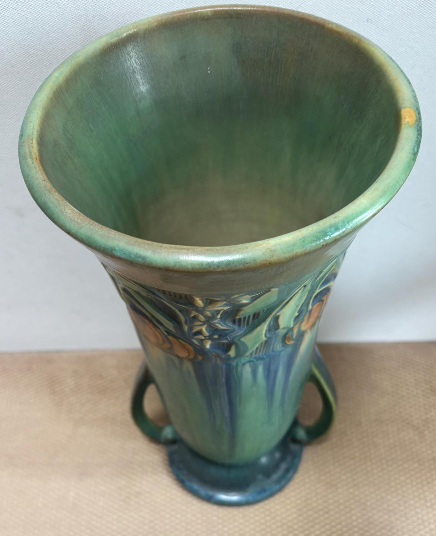 Vintage Roseville Pottery Double Handled Vase The Baneda Line By George Krause Lover Antiques and Vintage