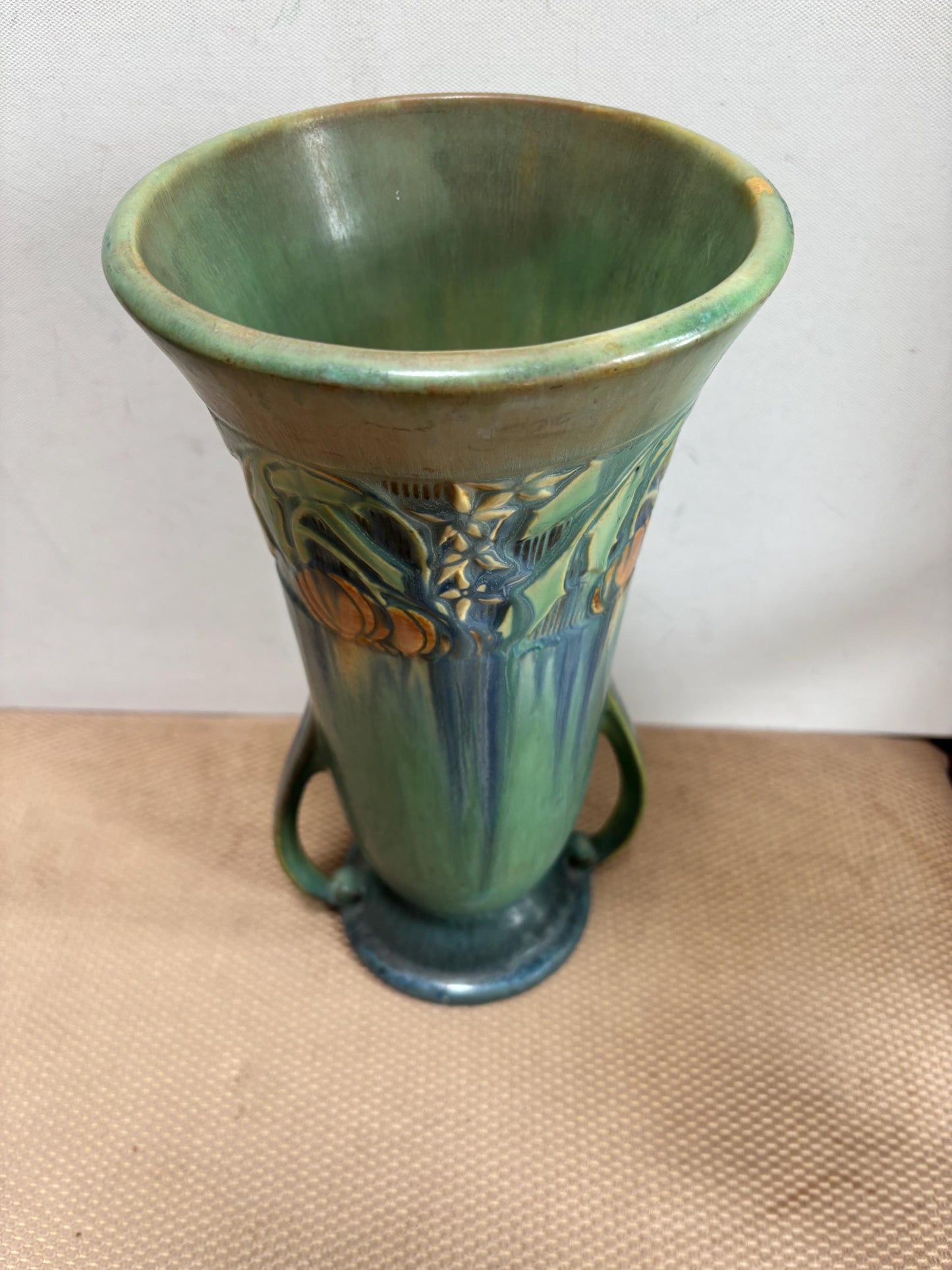 Vintage Roseville Pottery Double Handled Vase The Baneda Line By George Krause Lover Antiques and Vintage