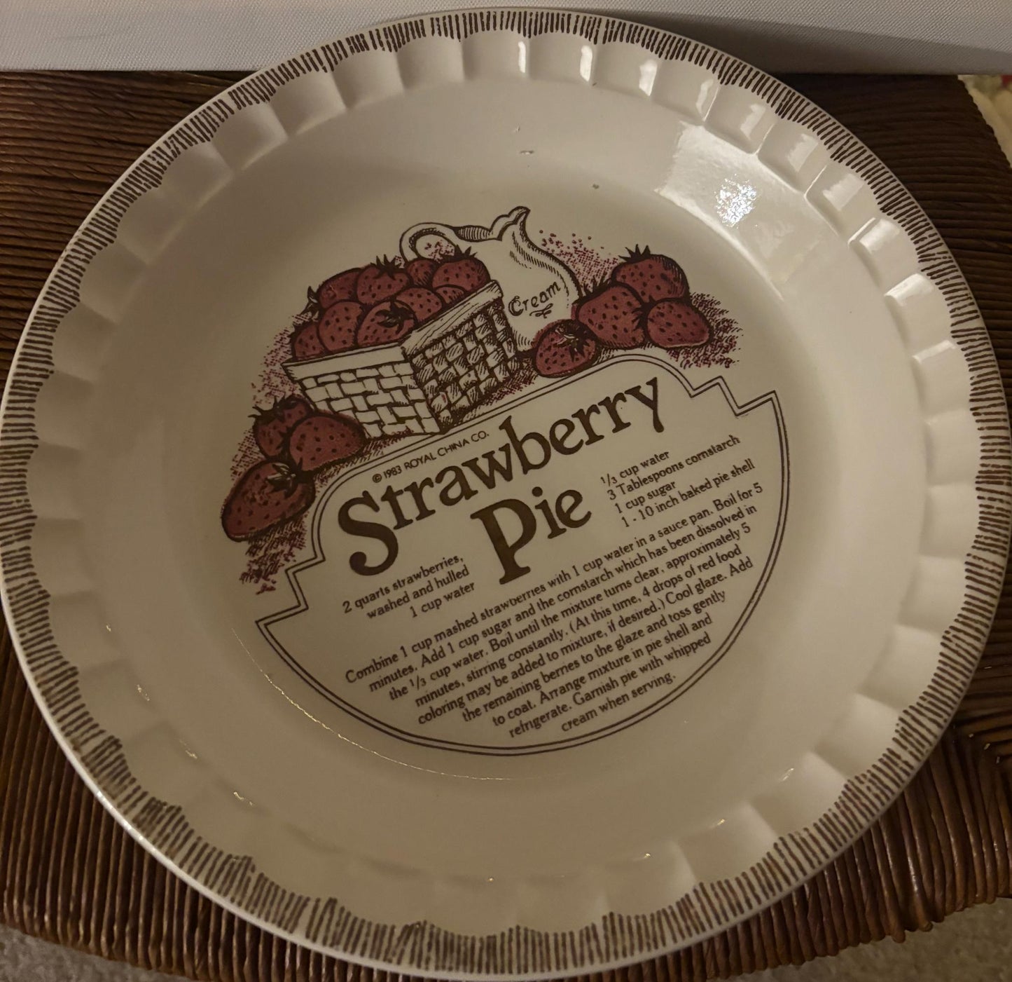 Vintage Jeannette Royal China Pie Plate Country Harvest Series Strawberries Basket Cream Pitcher Design Lover Antiques and Vintage