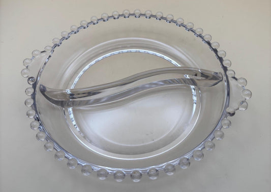 Antique Candlewick Beaded Divided 2 Part Relish Glass Bowl Divided Glass Dish Lover Antiques and Vintage