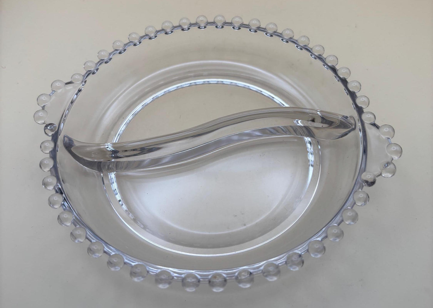 Antique Candlewick Beaded Divided 2 Part Relish Glass Bowl Divided Glass Dish Lover Antiques and Vintage