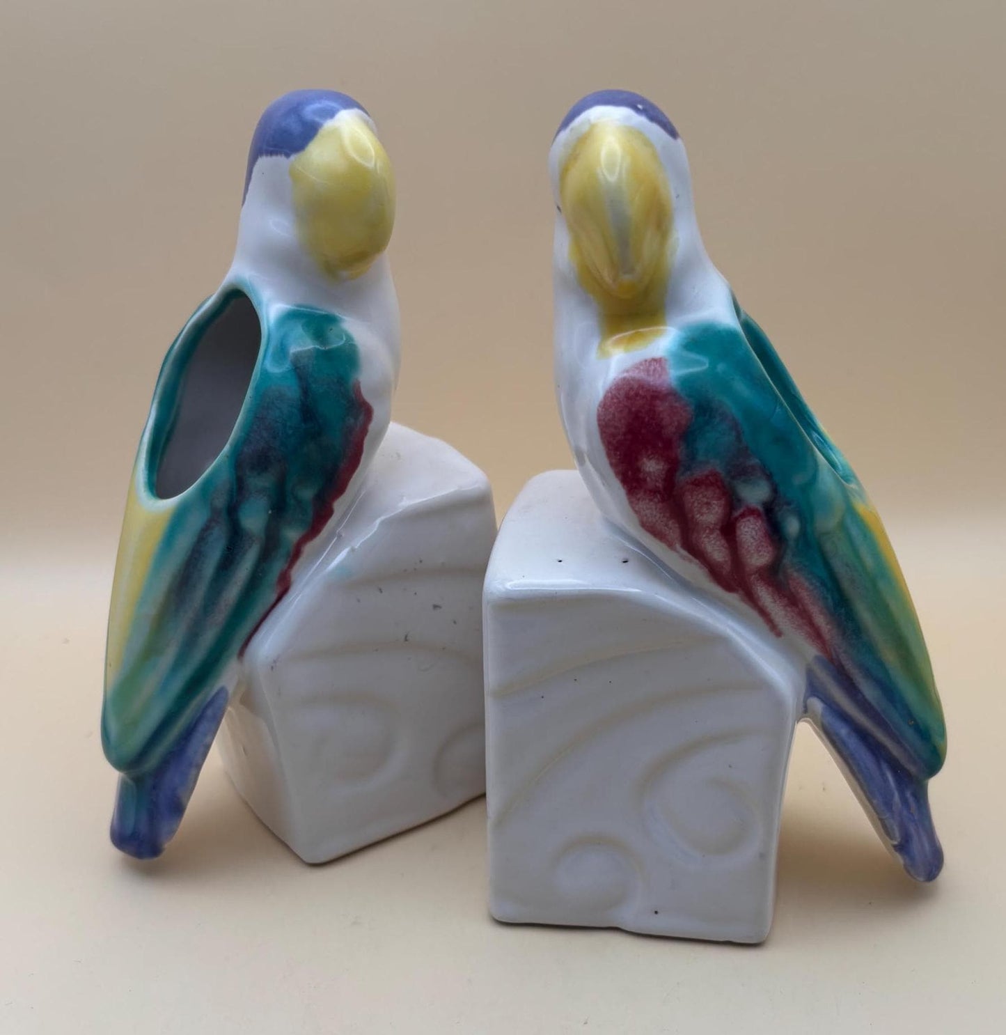 Vintage Purinton Pottery Hand Painted Green and Blue Leaves Salt & Pepper Shakers Apple Motif Ceramic Lover Antiques and Vintage