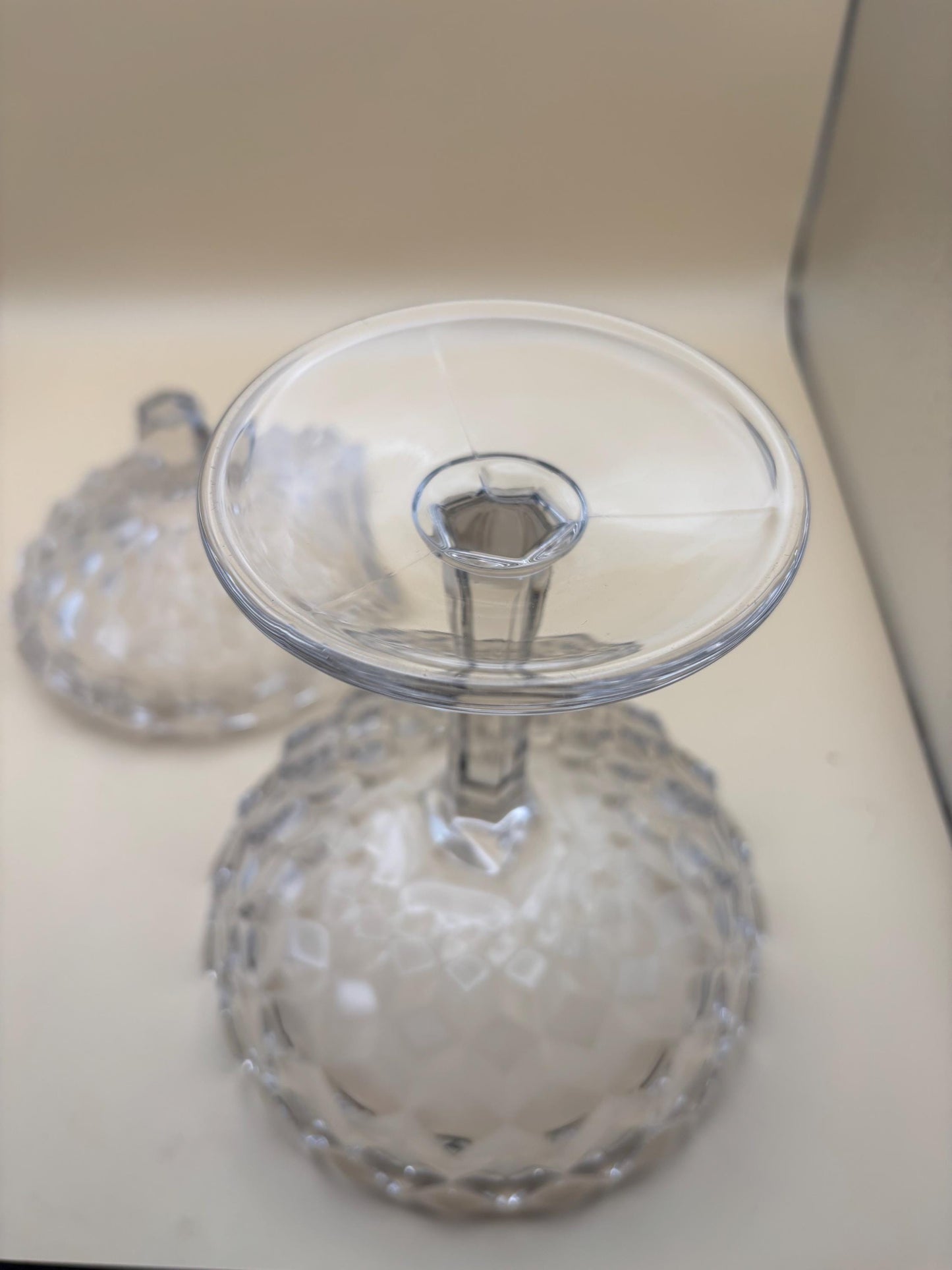 Vintage Fostoria American Cubist Glass Pedestal Candy Dish or Compote with Lid Lover Antiques and Vintage