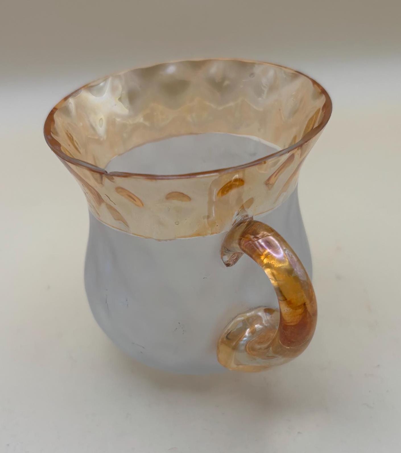Victorian Pomona Glass Creamer by New England Glass Co Frosted Amber Stained Rim and Handle Lover Antiques and Vintage