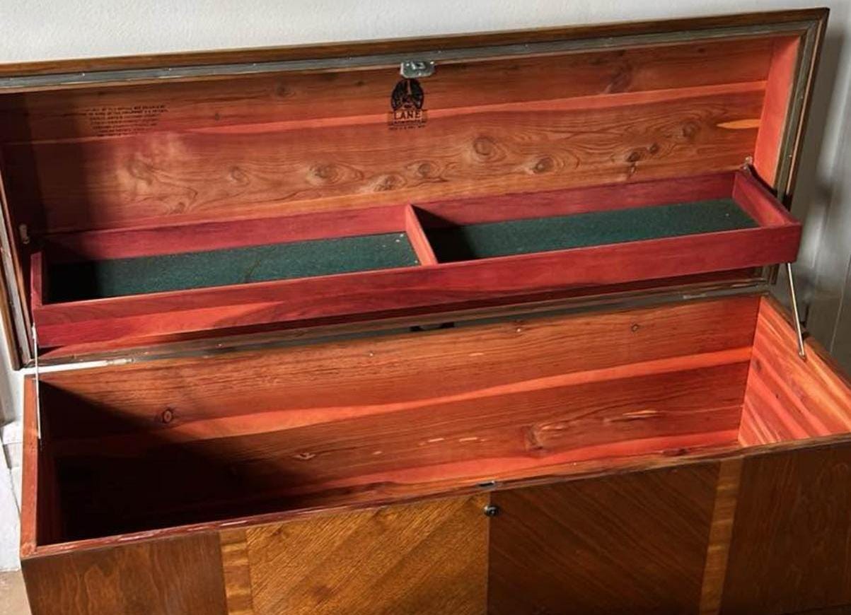 Vintage Art Deco Waterfall Hope Chest Cedar Chest Blanket Chest Lover Antiques and Vintage