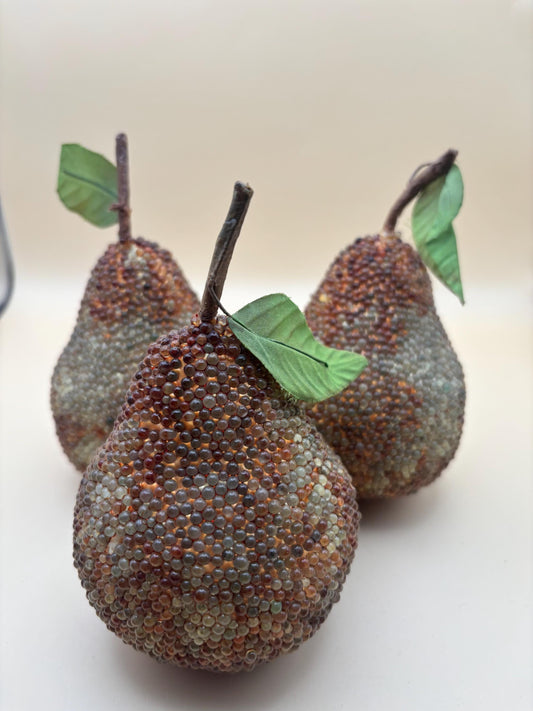 Vintage Set of 3 Beaded Pears Figurine Lover Antiques and Vintage