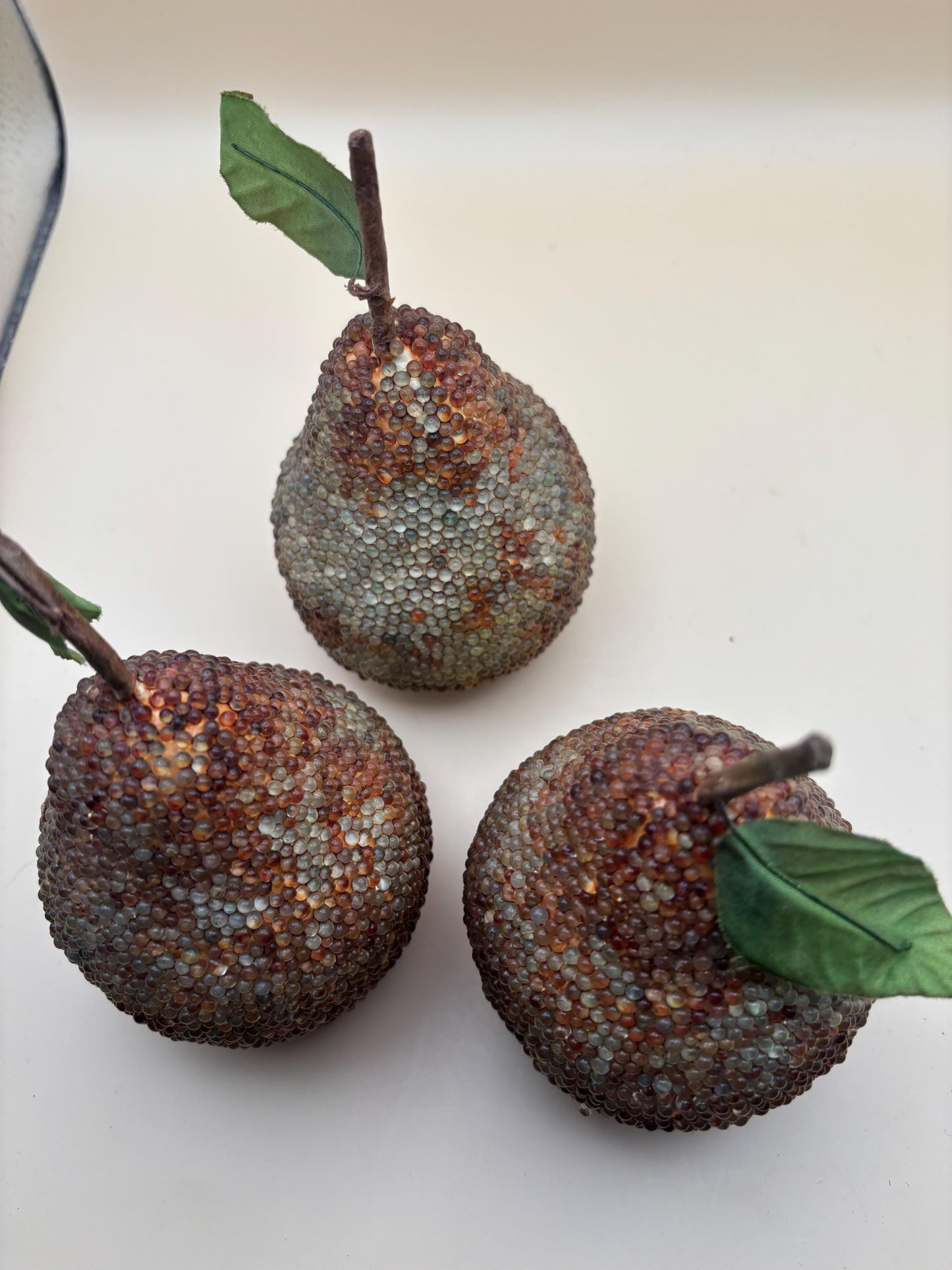 Vintage Set of 3 Beaded Pears Figurine Lover Antiques and Vintage