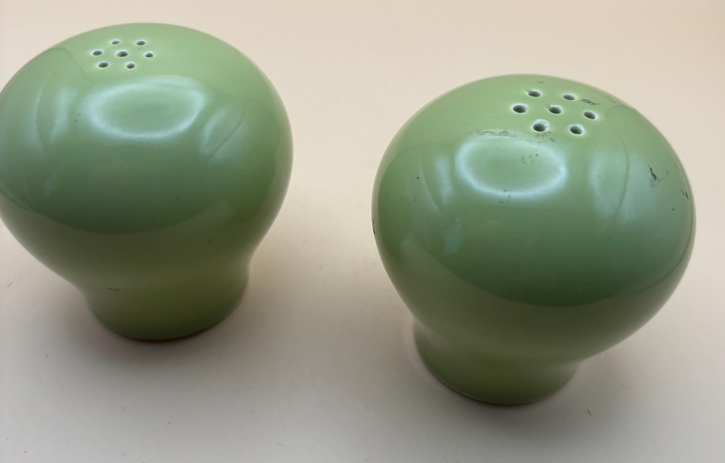 Vintage Fiesta Salt and Pepper Shakers Rhythm Homer Laughlin Duraprint Charm House Chartreuse Green Shakers Lover Antiques and Vintage