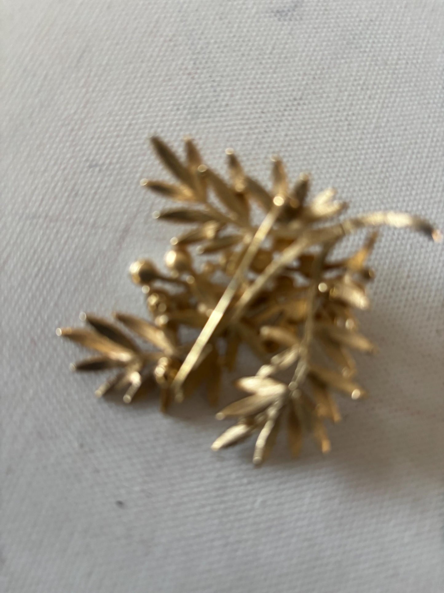 Vintage Crown Trifari Leaf Faux Pearl Brooch Gold Tone Pin Coat Pin Lover Antiques and Vintage