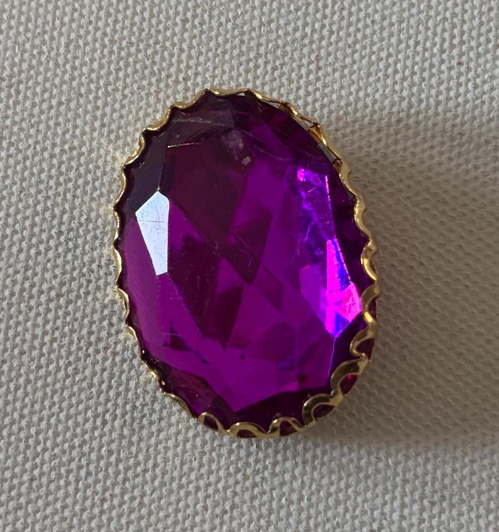 Vintage Amethyst and Gold Brooch Pin Lover Antiques and Vintage