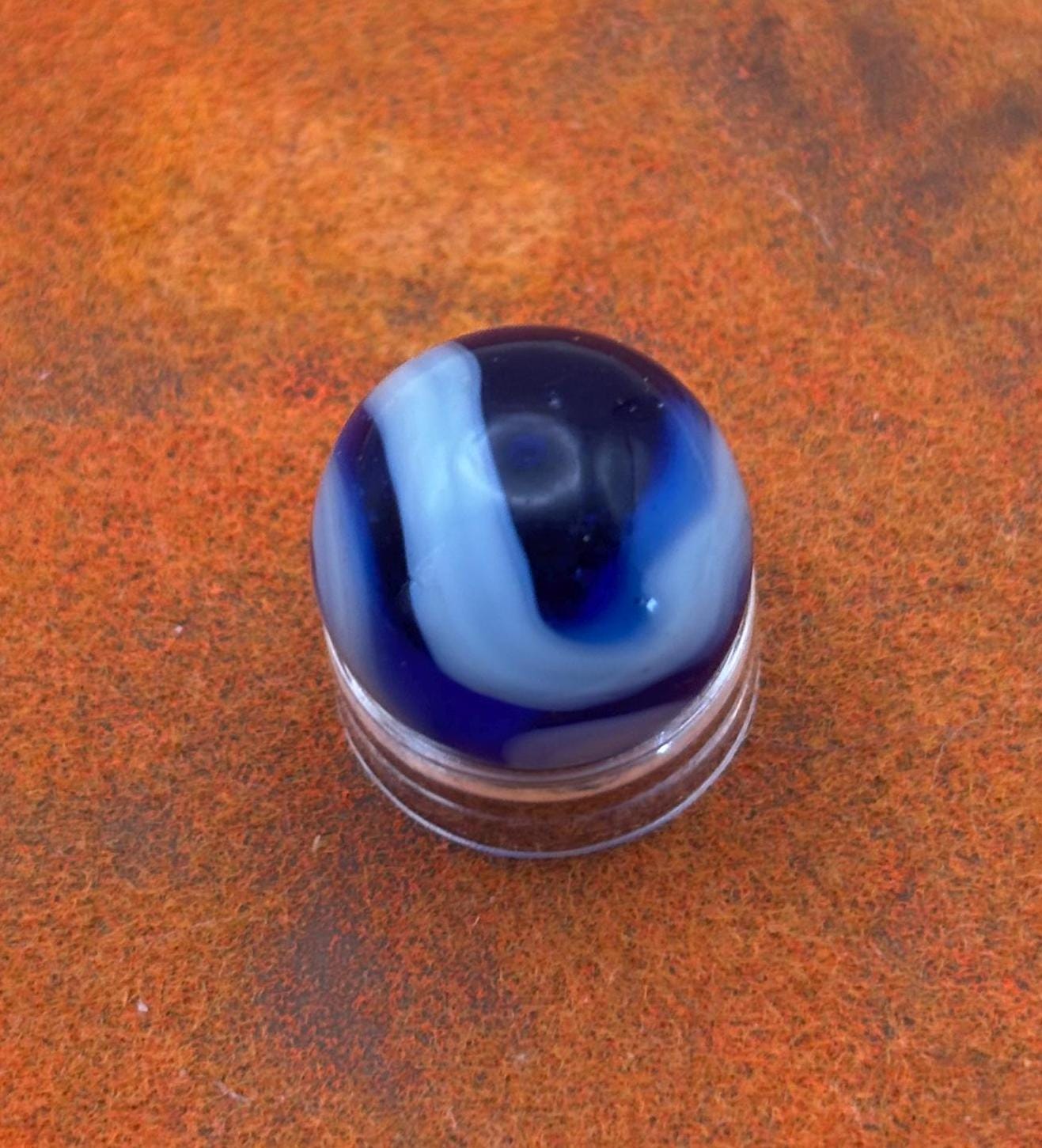 Vintage Cobalt Blue & White West Virginia Swirl Glass Marble Lover Antiques and Vintage