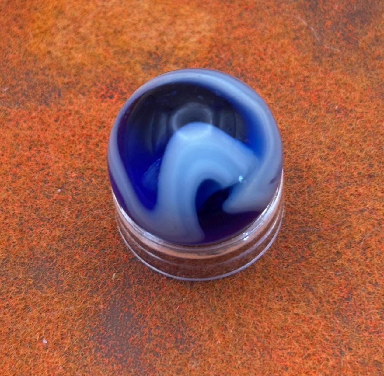 Vintage Cobalt Blue & White West Virginia Swirl Glass Marble Lover Antiques and Vintage