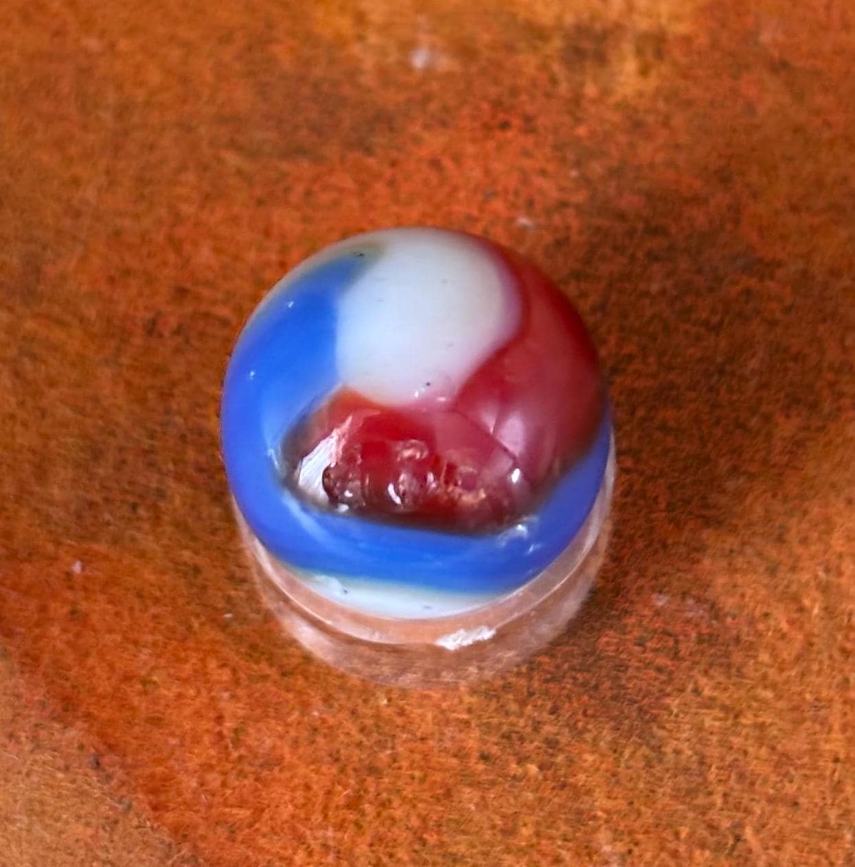 Vintage Vitro Blackline All Red Glass Marble Lover Antiques and Vintage