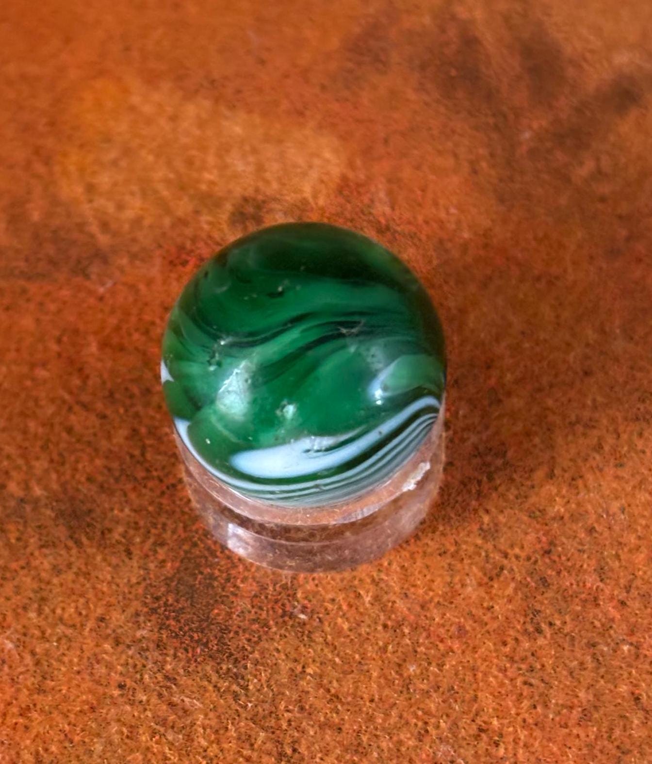 Vintage Peltier Feathered Green & White Slag Glass Marble Lover Antiques and Vintage