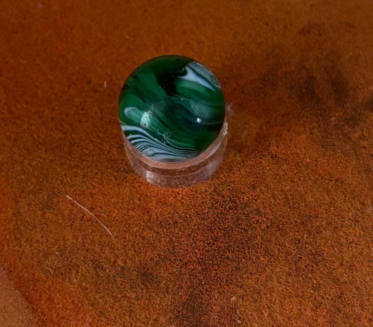 Vintage Vitro Blackline All Red Glass Marble Lover Antiques and Vintage