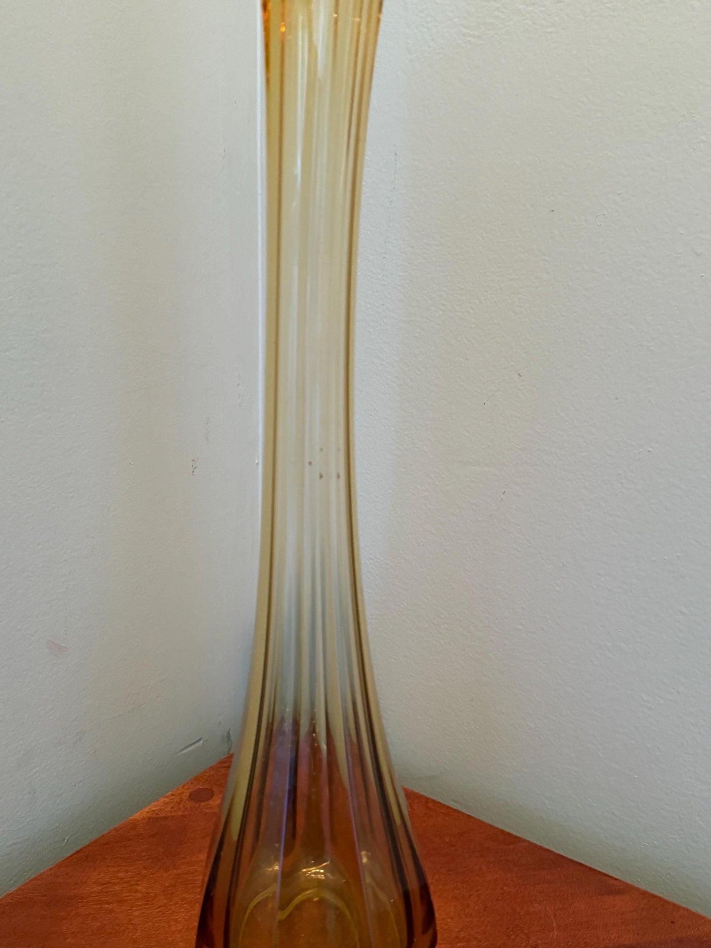 Vintage LE Smith Bittersweet Three Toe Swung Vase Orange Yellow Slag Glass Footed Ruffle Drippy Vase Lover Antiques and Vintage