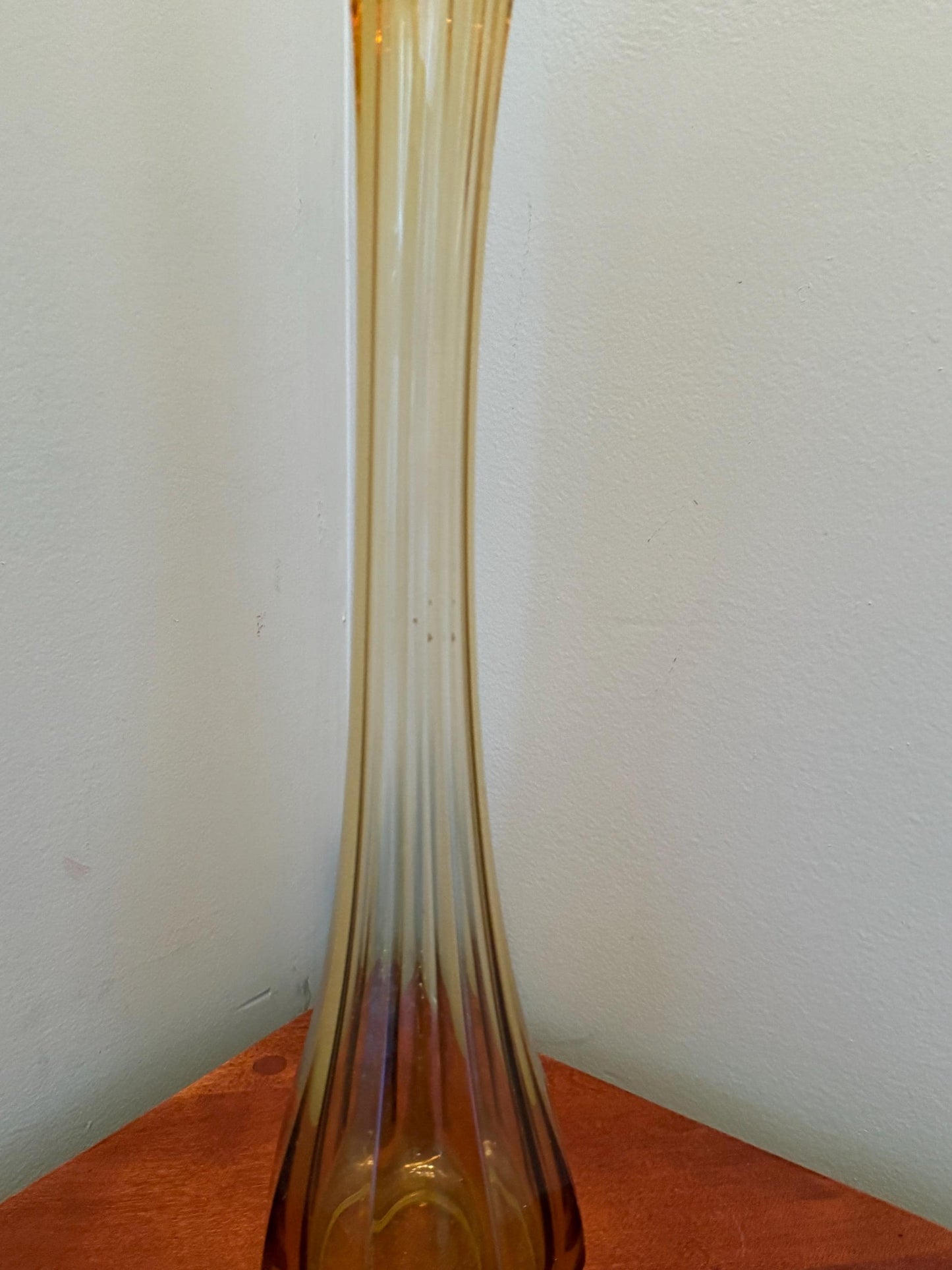 Vintage LE Smith 8 Panel Amber Swung Vase Lover Antiques and Vintage