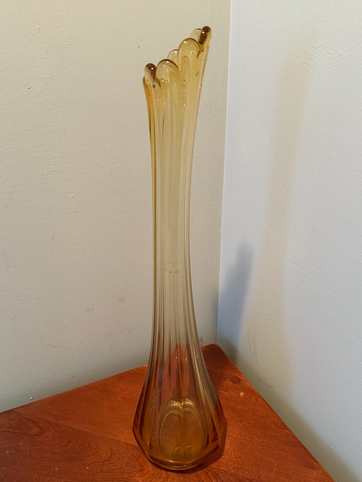 Vintage LE Smith 8 Panel Amber Swung Vase Lover Antiques and Vintage