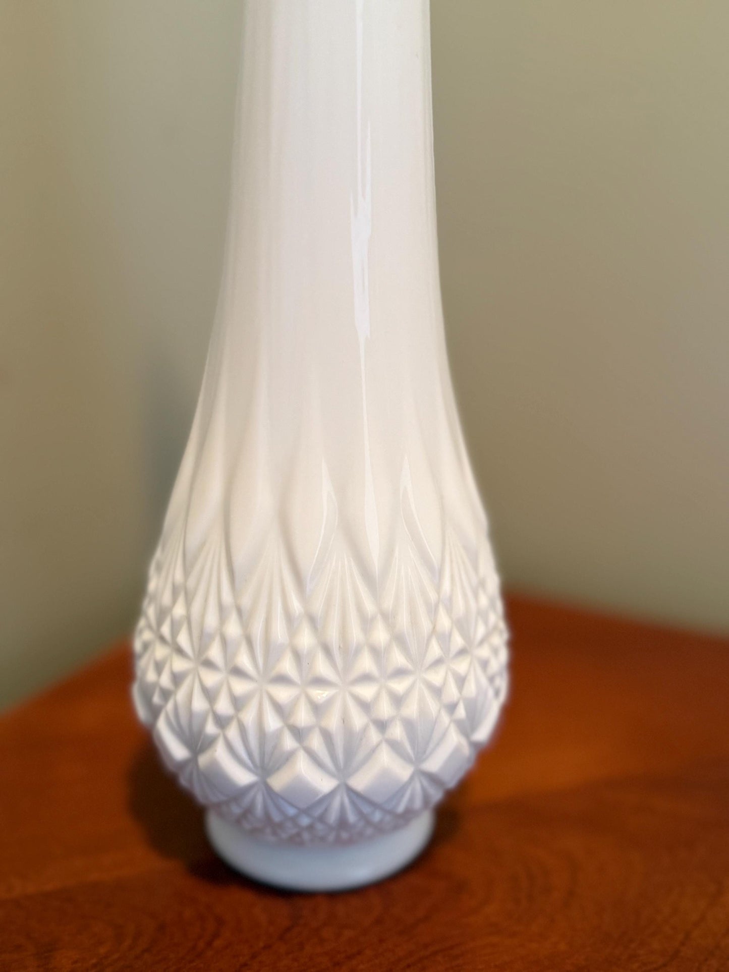 Vintage Fenton Milk Glass White Swung Vase Olde Virginia Glass OVG Glass Art Lover Antiques and Vintage