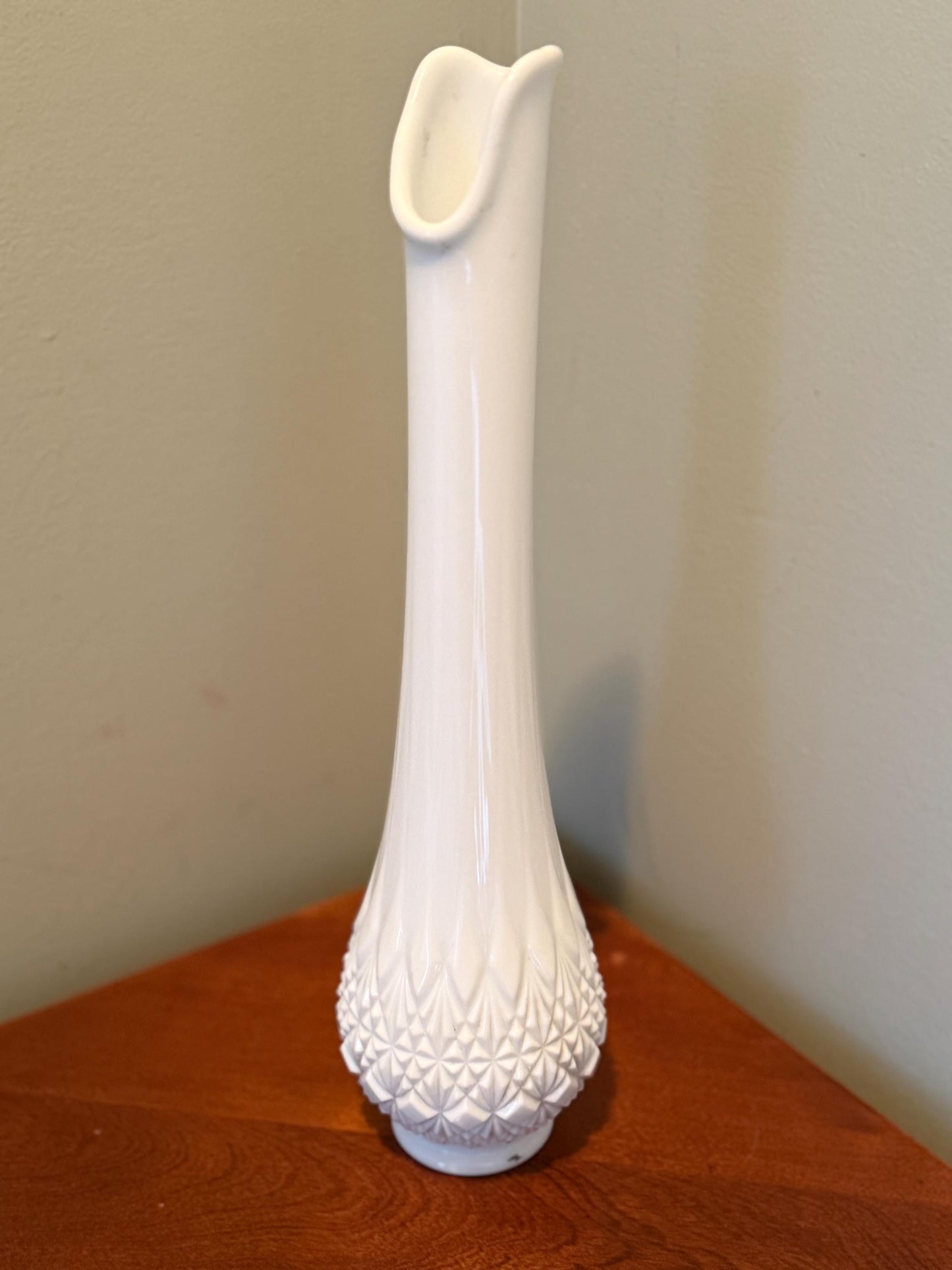 Vintage Fenton Milk Glass White Swung from Olde Virginia Glass OVG Vase Lover Antiques and Vintage
