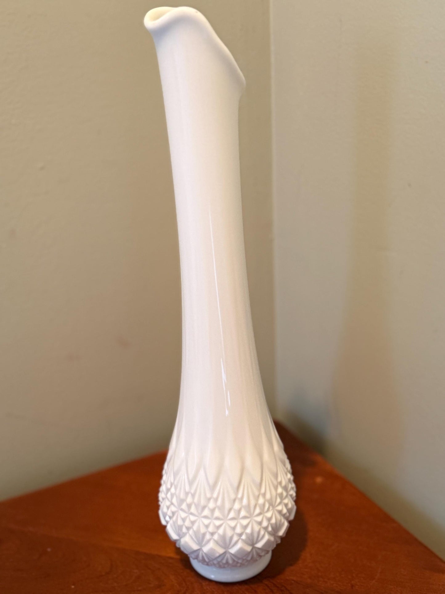 Vintage Fenton Milk Glass White Swung from Olde Virginia Glass OVG Vase Lover Antiques and Vintage