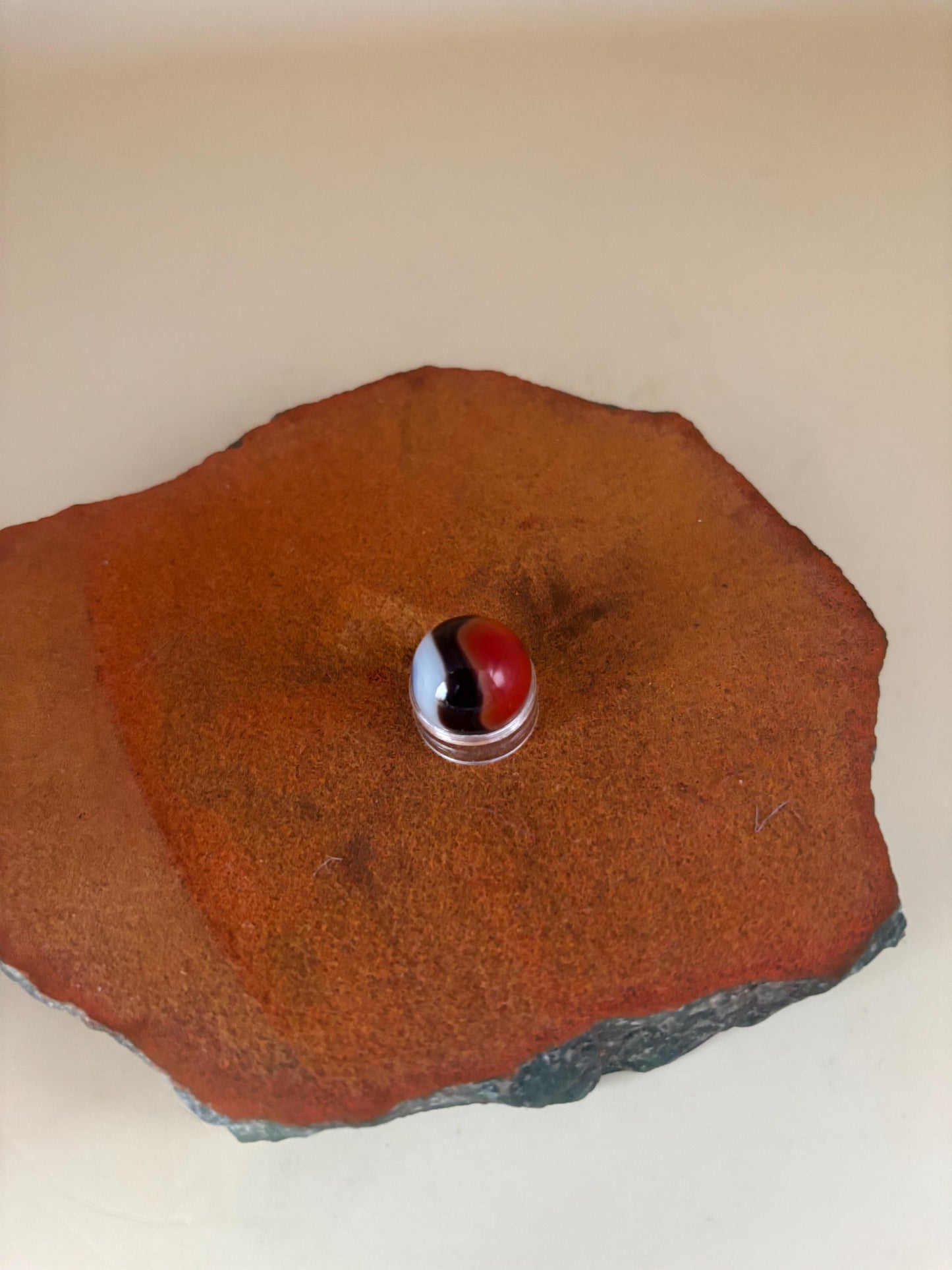 Vintage Vitro Blackline All Red Glass Marble Lover Antiques and Vintage
