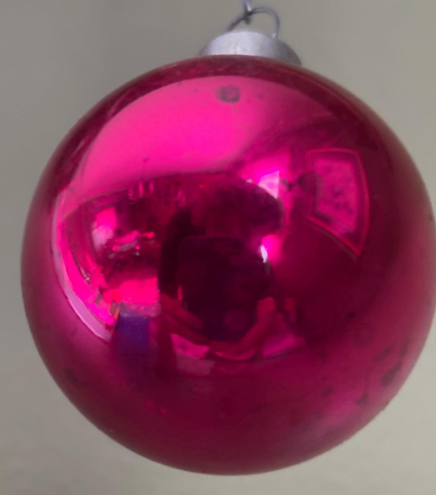 Vintage Peach Shiny Brite Striped Ball Ornament Circle Circa 1940’s Lover Antiques and Vintage