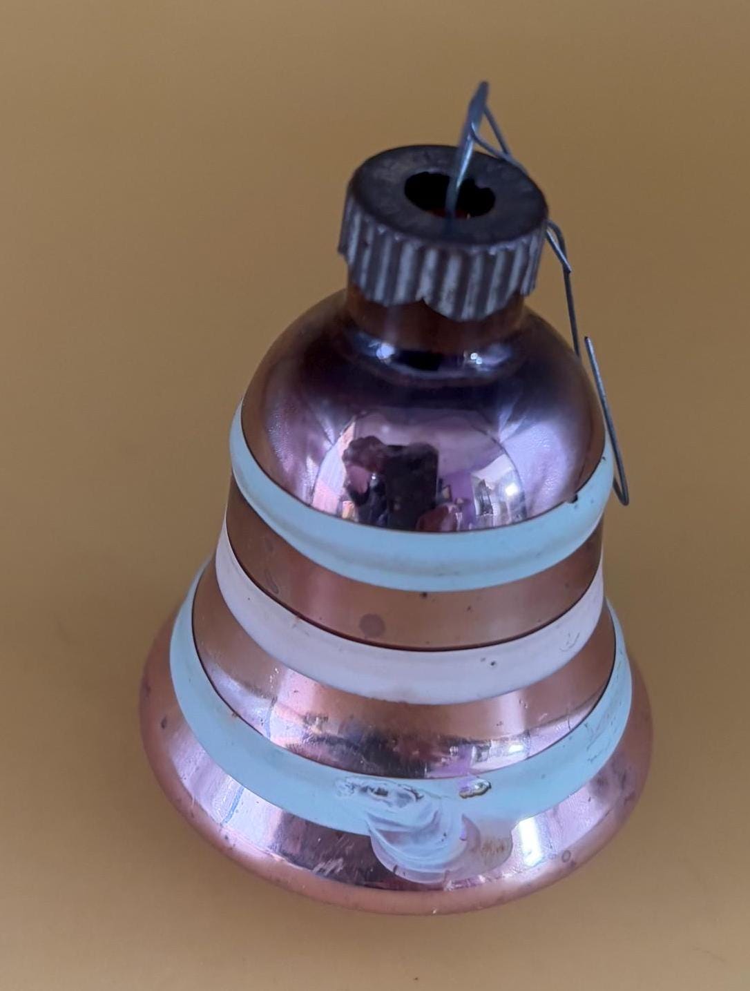 Vintage Made in USA Shiny Brite Striped Bell Ornament Circle Circa 1940’s Lover Antiques and Vintage