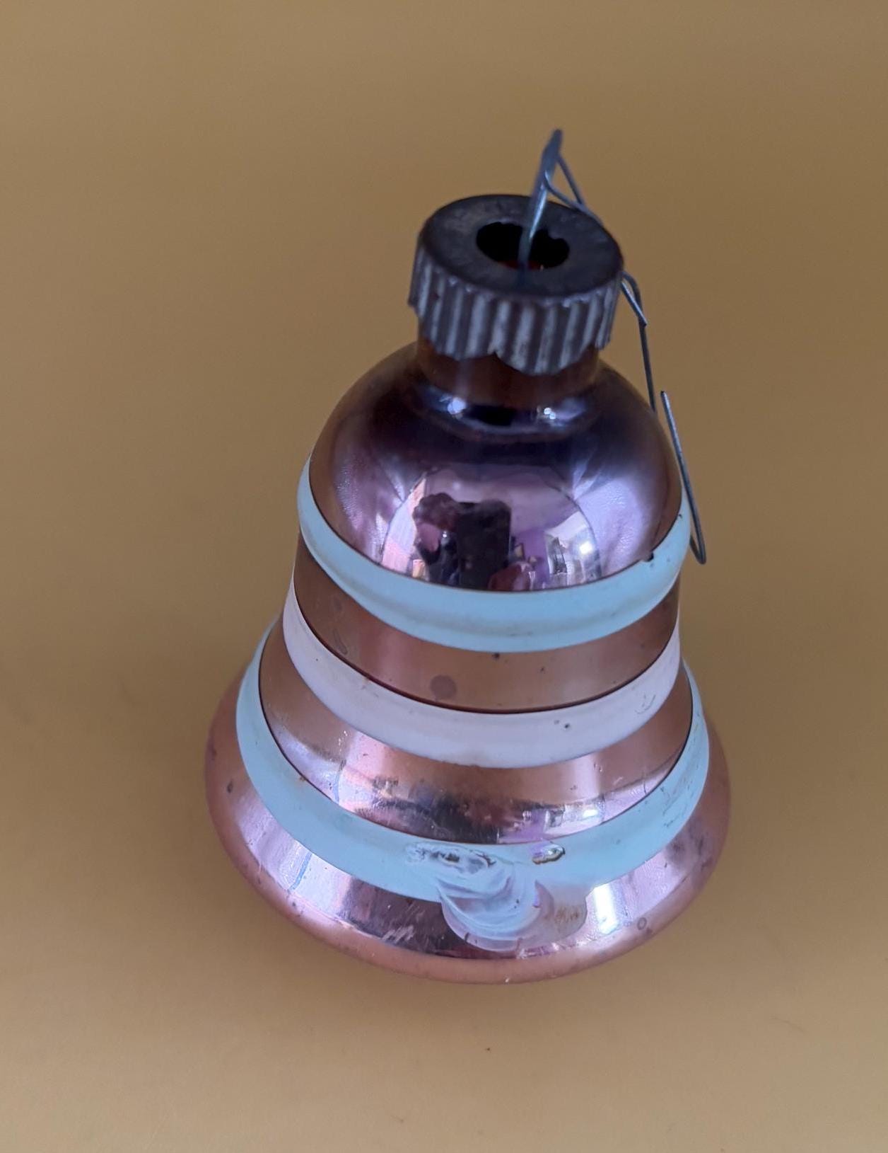 Vintage Made in USA Shiny Brite Striped Bell Ornament Circle Circa 1940’s Lover Antiques and Vintage