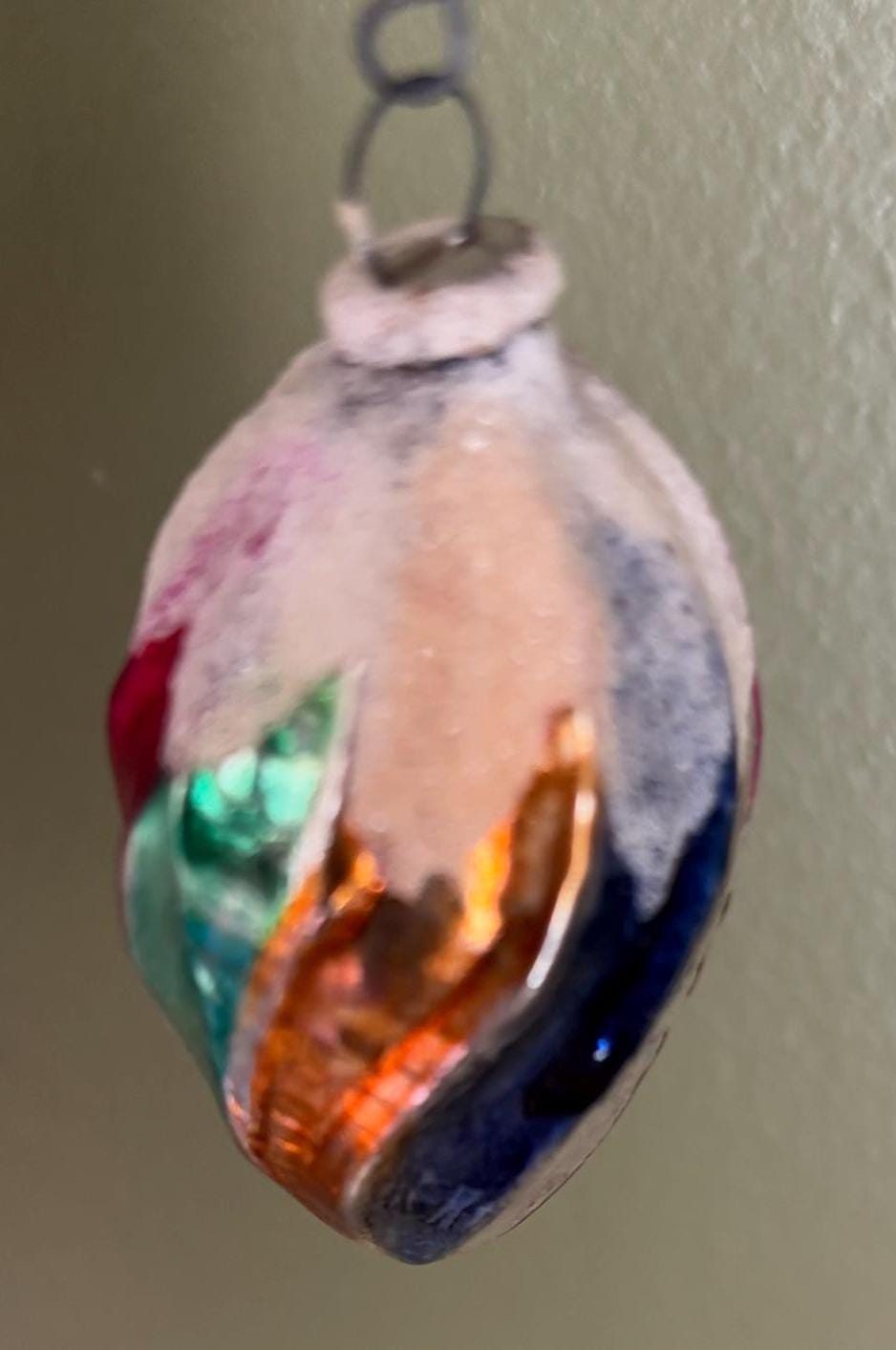 Vintage Tear Drop Germany Hand Blown Ornament Circle Circa 1940’s Lover Antiques and Vintage
