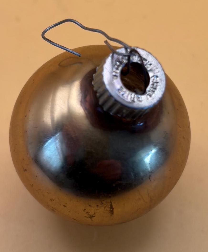 Vintage Peach Shiny Brite Striped Ball Ornament Circle Circa 1940’s Lover Antiques and Vintage