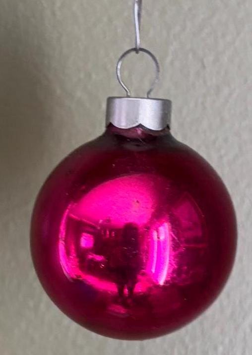 Vintage Pink Shiny Brite Striped Ball Ornament Circle Circa 1940’s Lover Antiques and Vintage