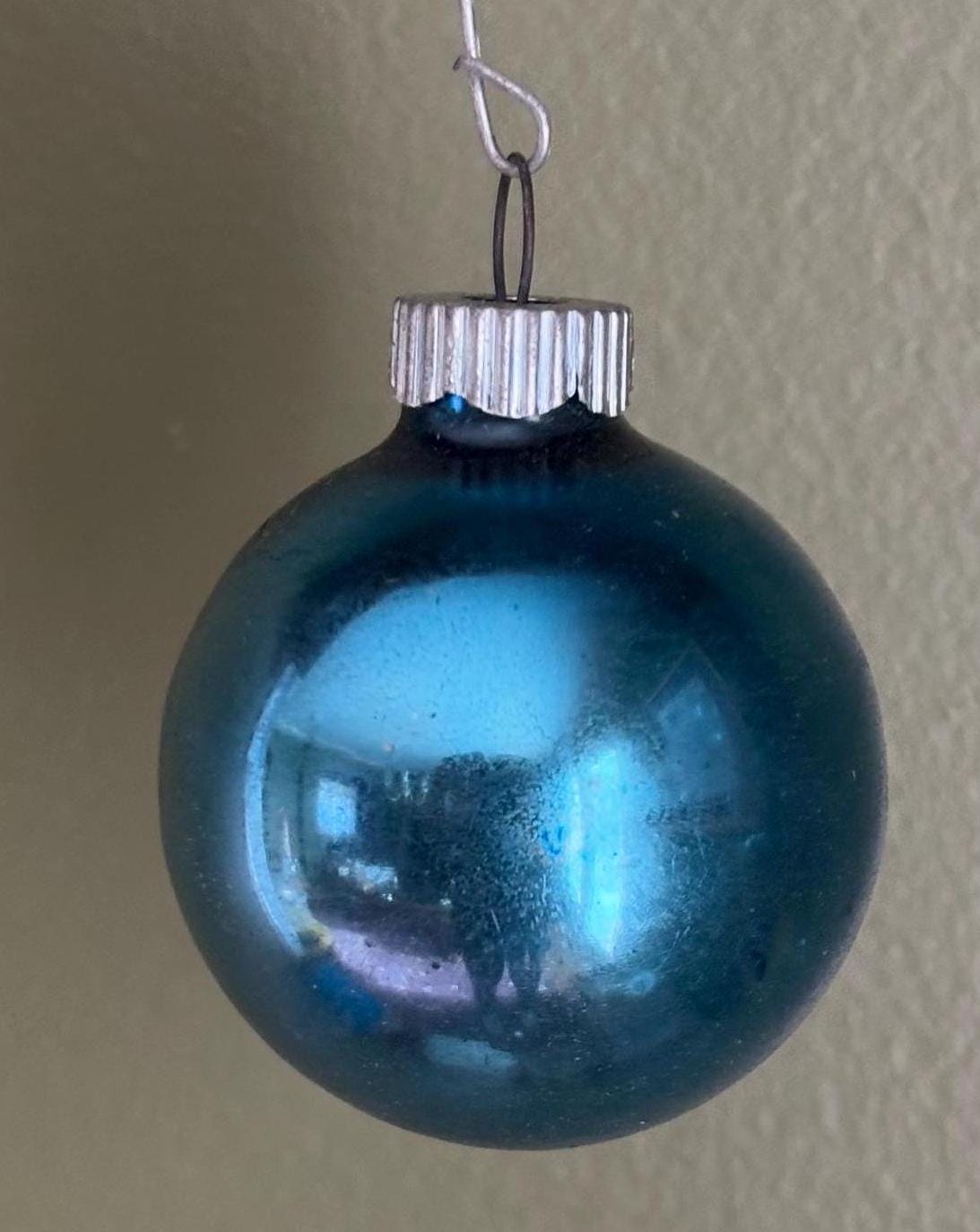 Vintage Shiny Brite Striped Blue Ball Ornament Circle Circa 1940’s Lover Antiques and Vintage