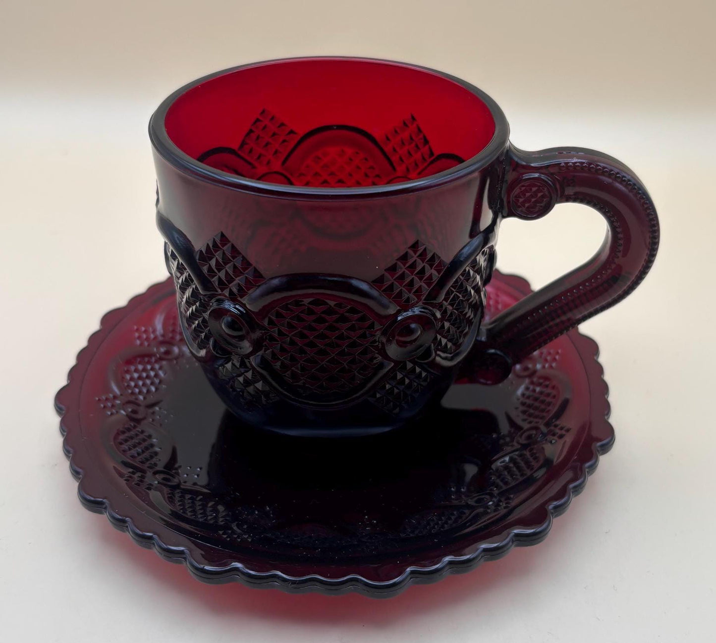 Vintage Avon Goblet Ruby Red Glass Wine Cup Red Glass Lover Antiques and Vintage