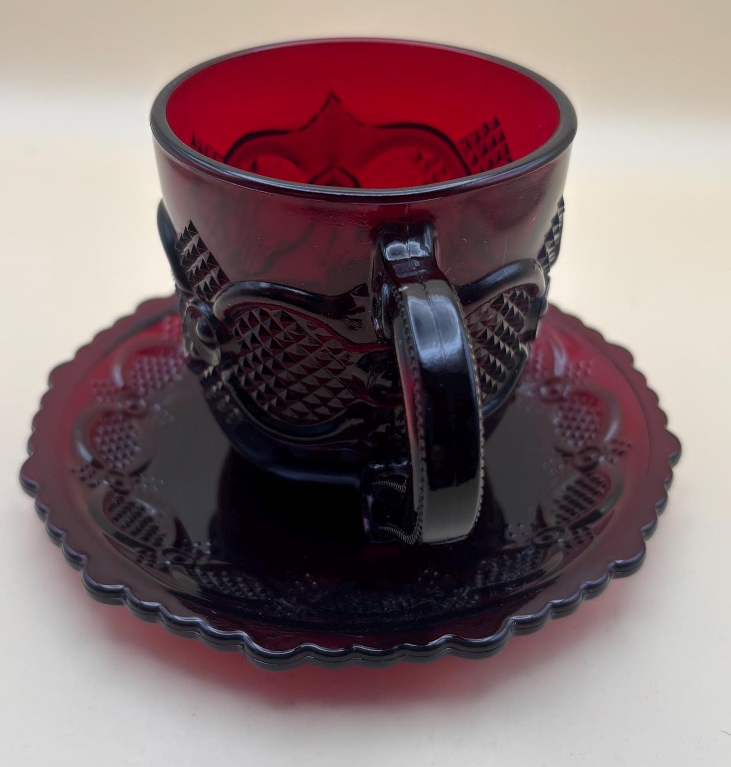 Vintage Avon Goblet Ruby Red Glass Wine Cup Red Glass Lover Antiques and Vintage