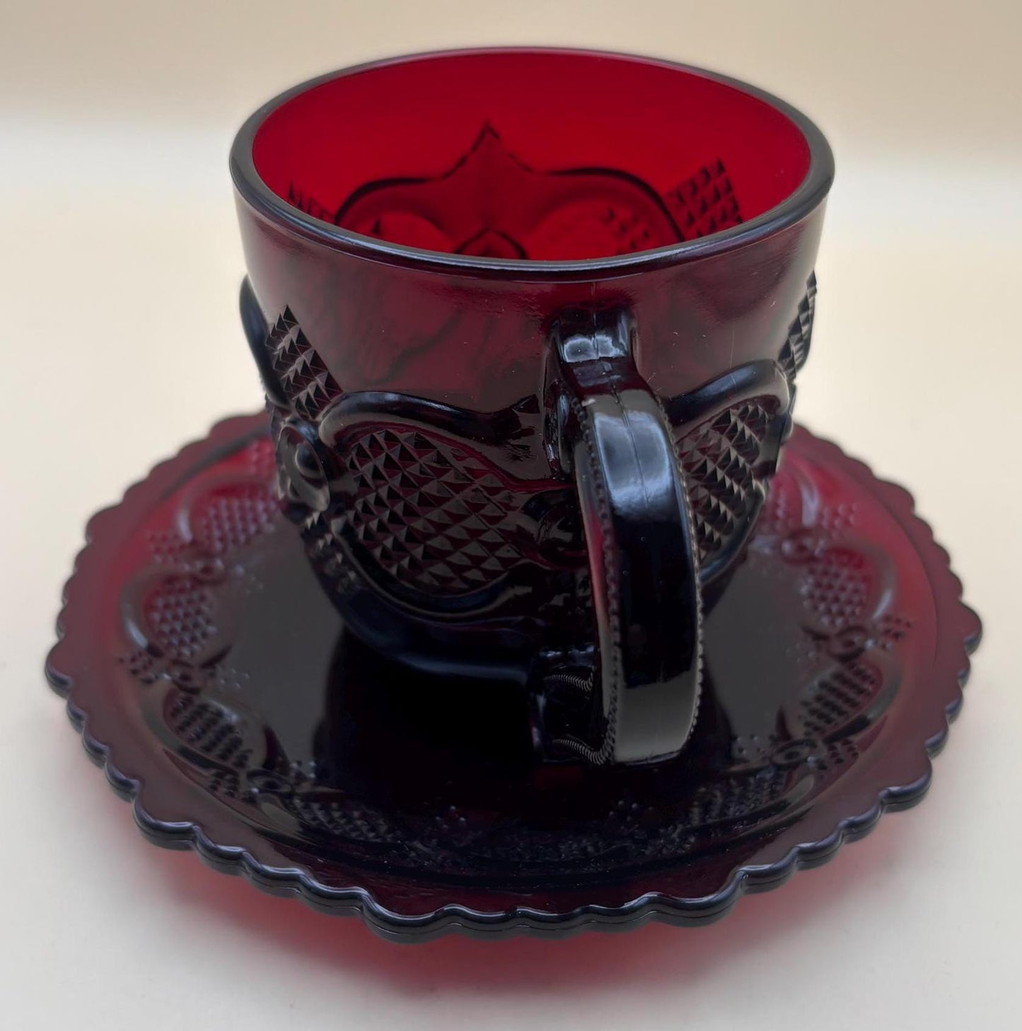 Vintage Avon Goblet Ruby Red Glass Wine Cup Red Glass Lover Antiques and Vintage