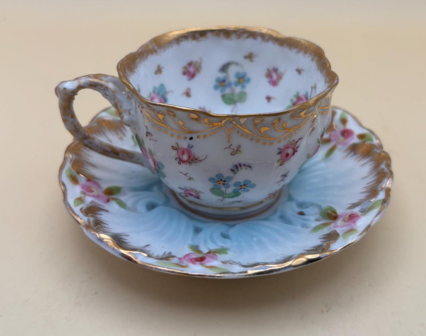 Vintage Demi Cup and Saucer Hand Painted Lover Antiques and Vintage