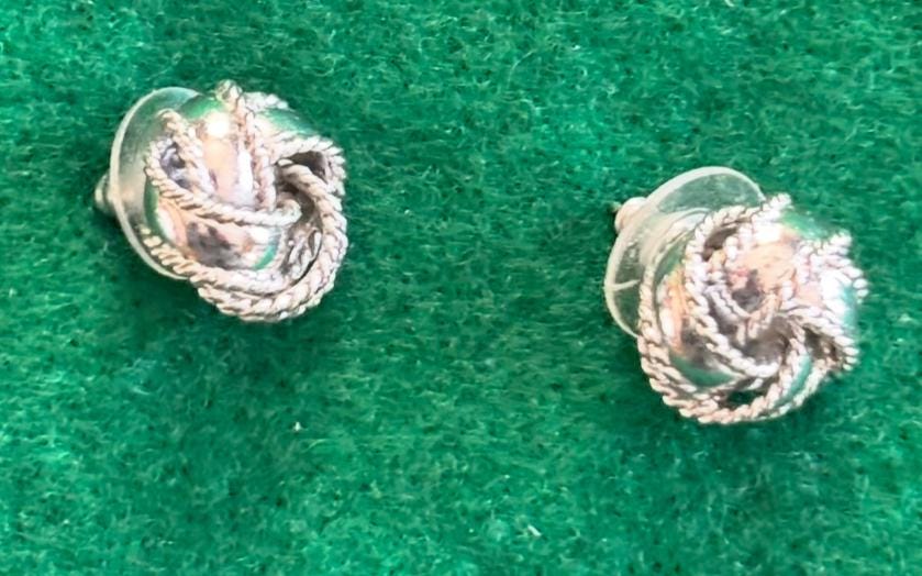 Vintage Sterling Silver Love Knot Earrings Pierced Jewelry Lover Antiques Vintage