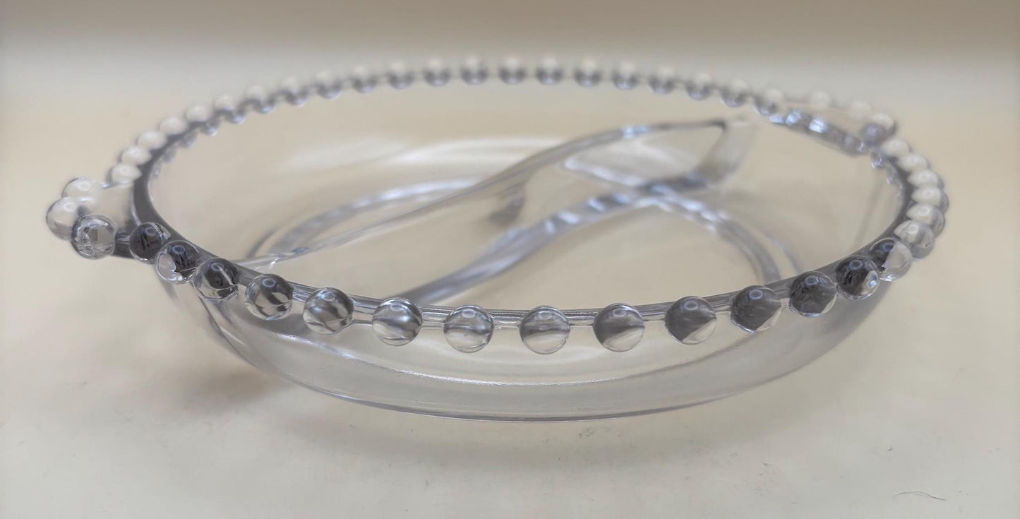 Antique Candlewick Beaded Divided 2 Part Relish Glass Bowl Divided Glass Dish Lover Antiques and Vintage