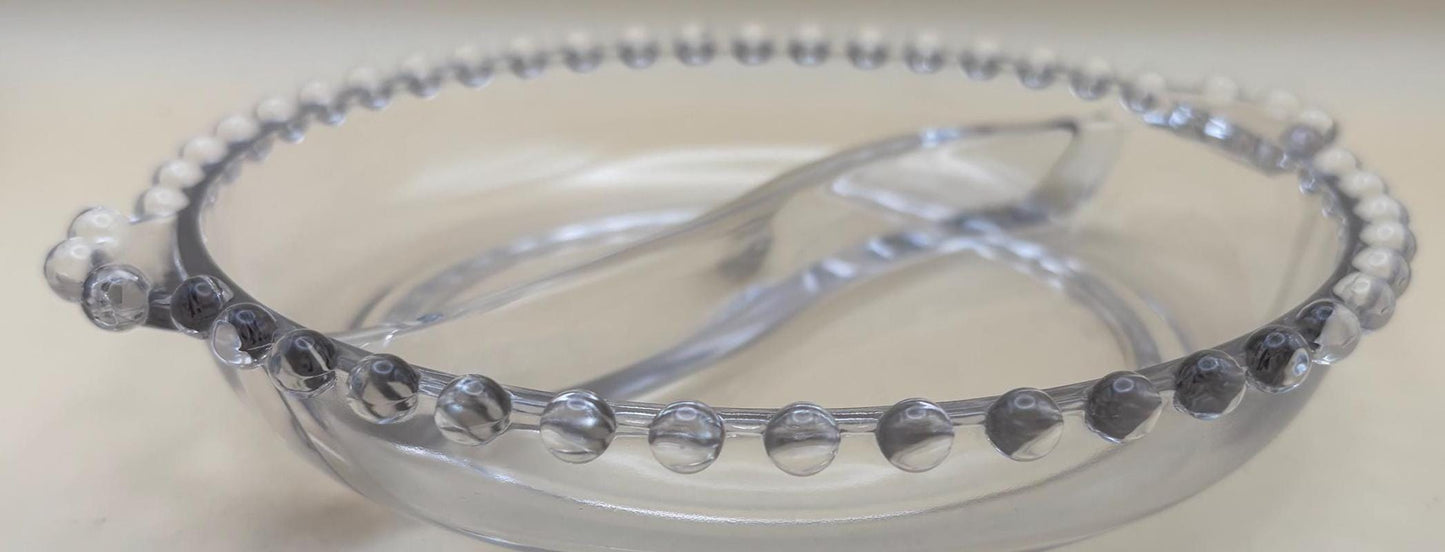 Antique Candlewick Beaded Divided 2 Part Relish Glass Bowl Divided Glass Dish Lover Antiques and Vintage