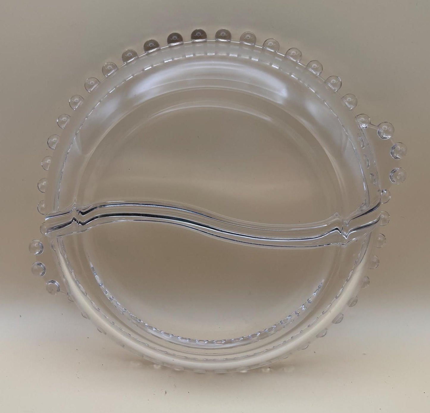 Antique Candlewick Beaded Divided 2 Part Relish Glass Bowl Divided Glass Dish Lover Antiques and Vintage