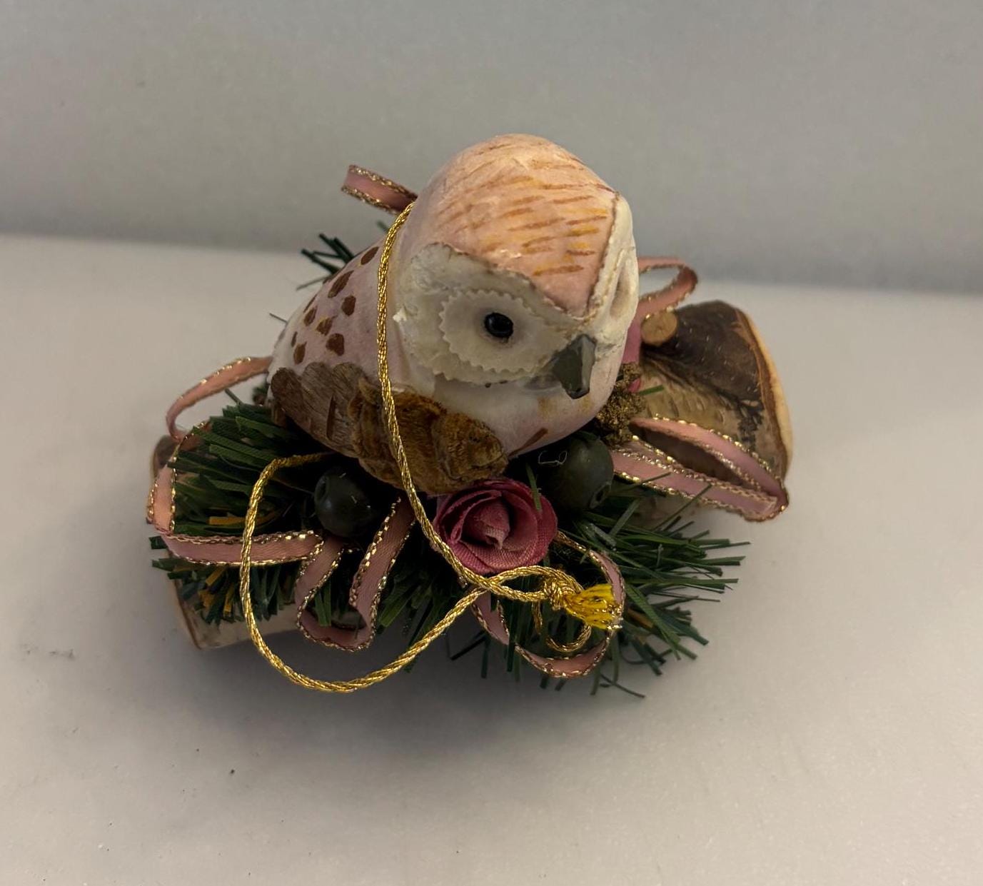 Vintage Hand Carved and Hand Painted Owl Figurine Ornament Lover Antiques and Vintage