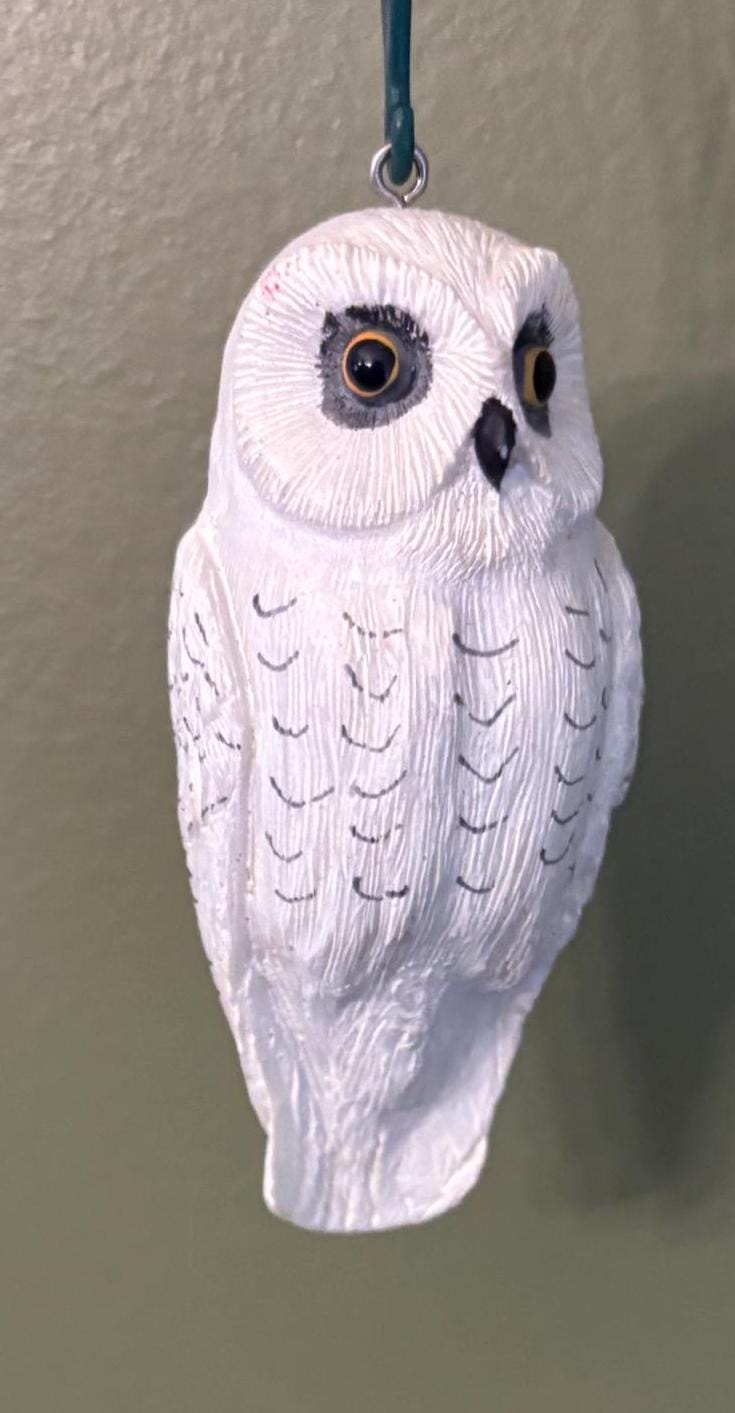 Vintage Owl Ceramic Snowy Owl Ornament Gift For Her Lover Antiques and Vintage