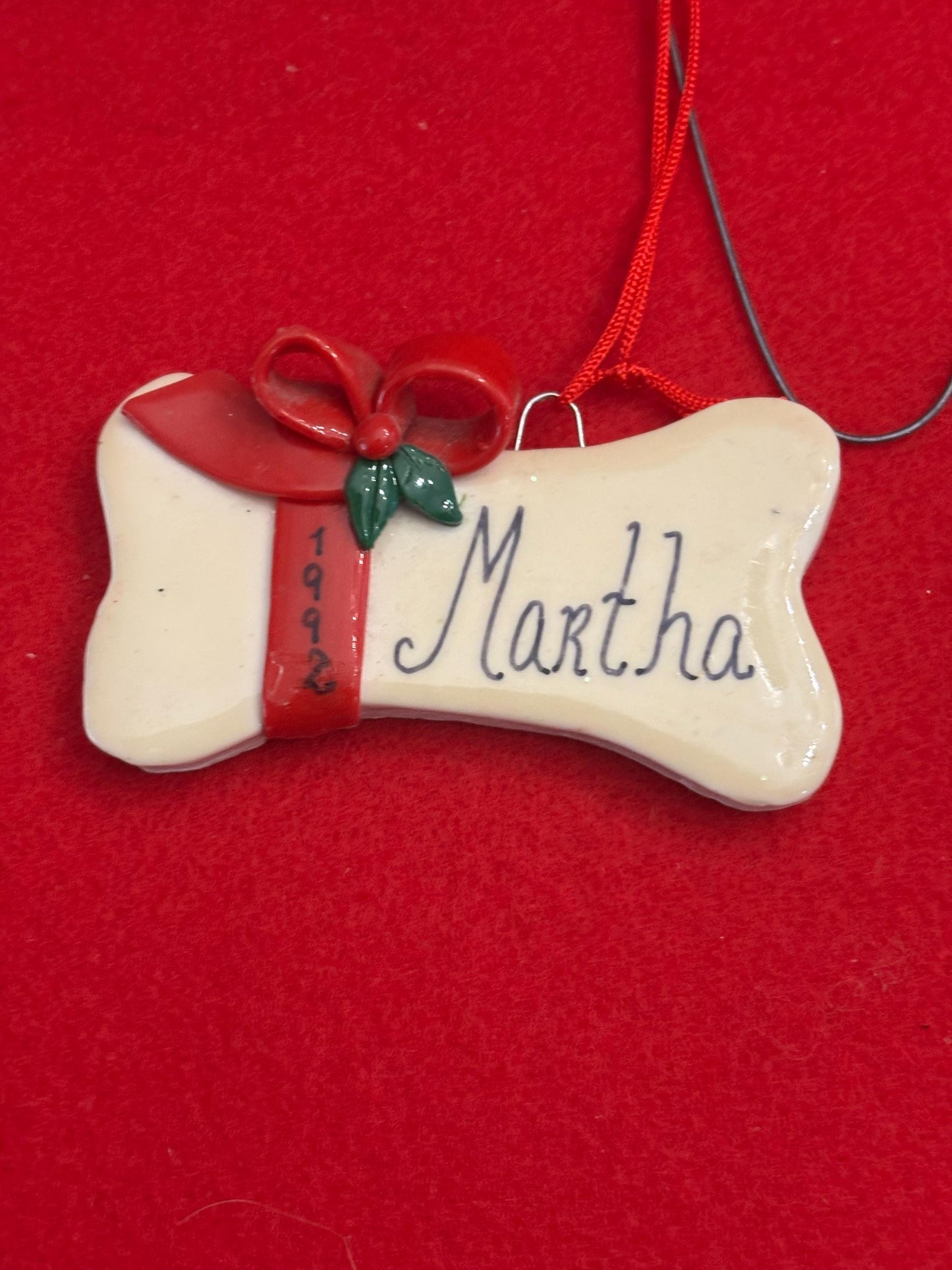 Vintage Martha Dog Bone Ornament Dated 1992 Gift For Her Lover Antiques and Vintage