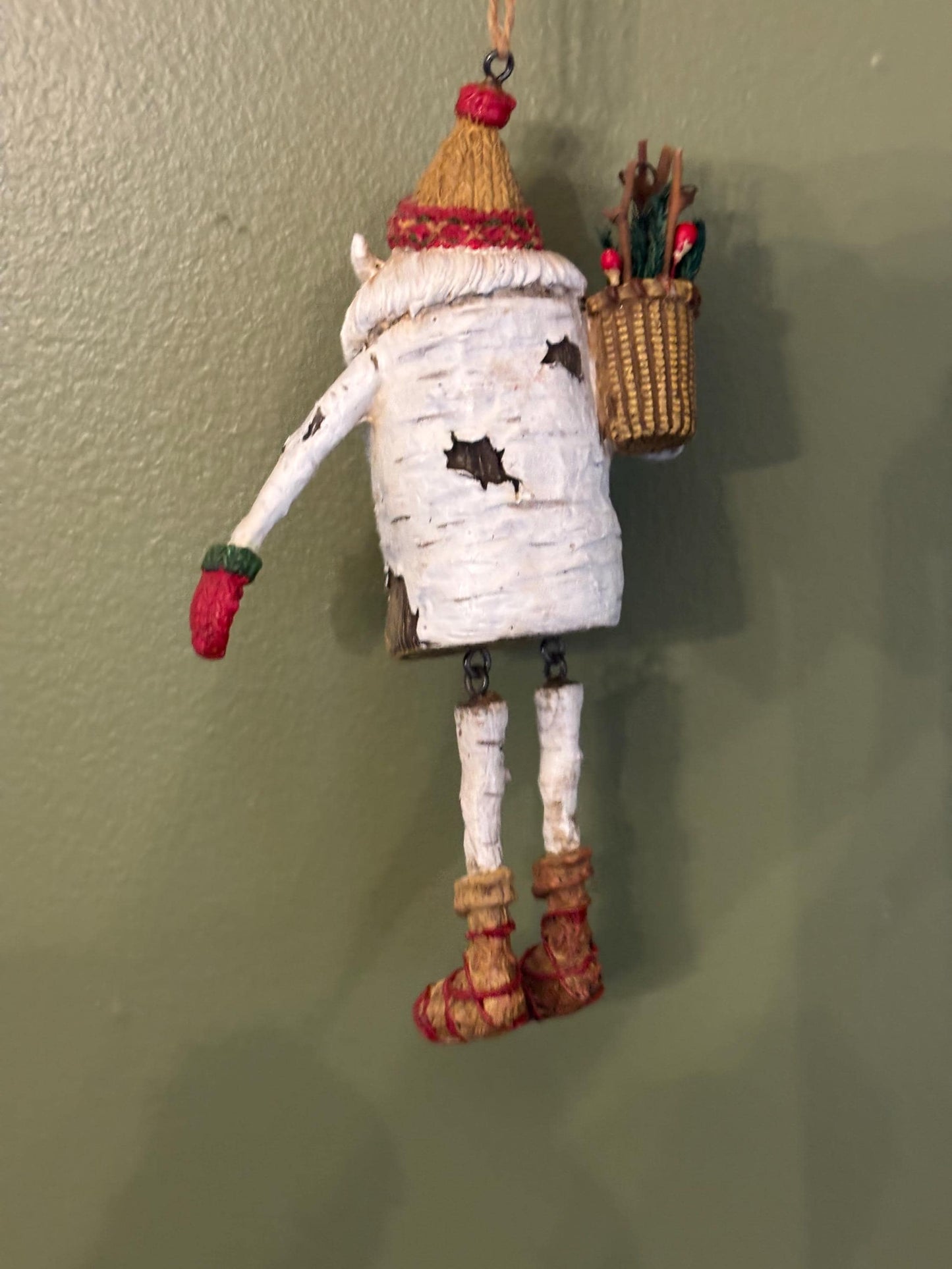 Vintage Santa Claus with Owl Hanging Ornament Figurine Christmas Ornaments Old St. Nicholas St. Nick Vintage Art Dangling Legs