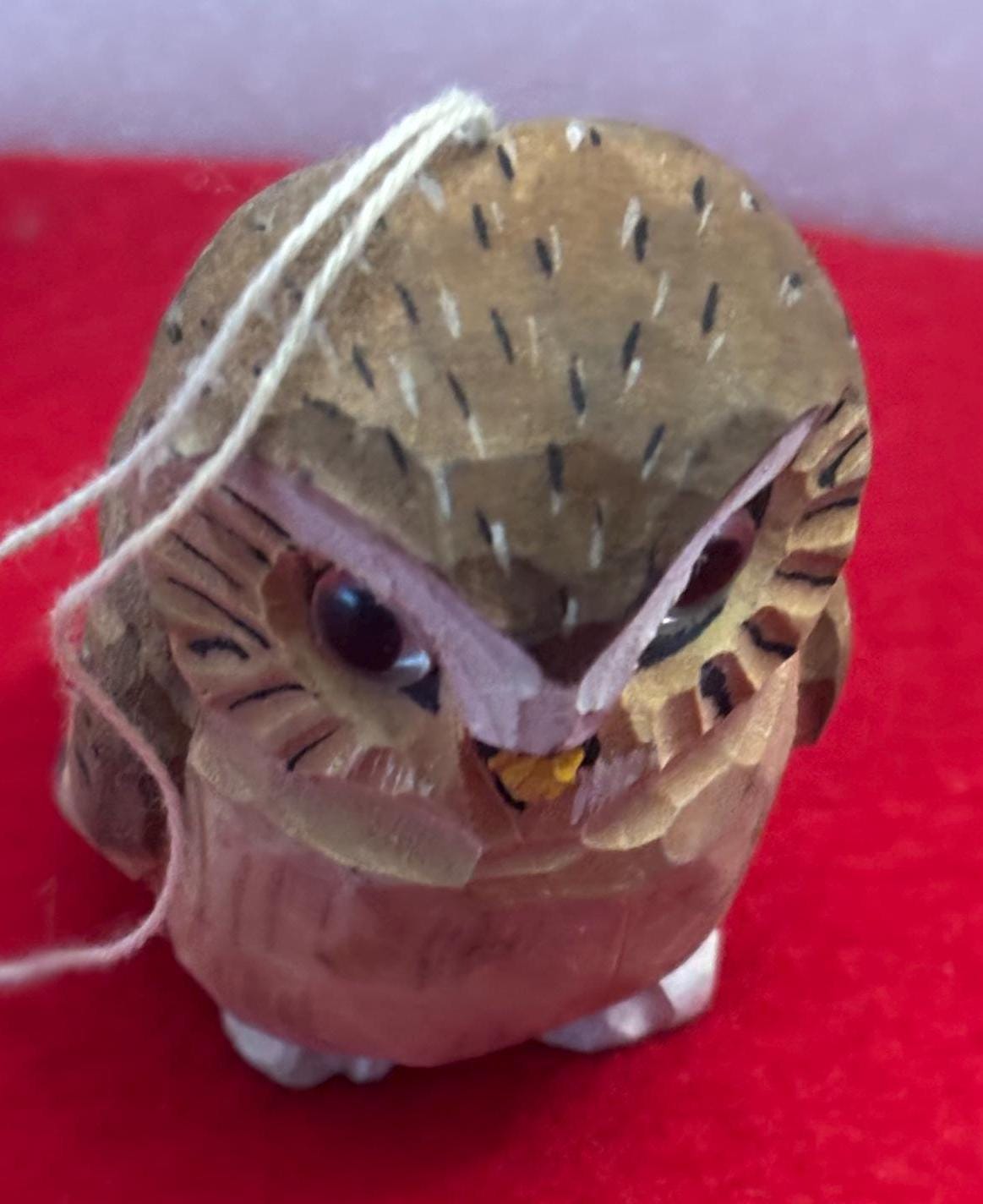 Vintage Hand Carved and Hand Painted Owl Figurine Ornament Lover Antiques and Vintage