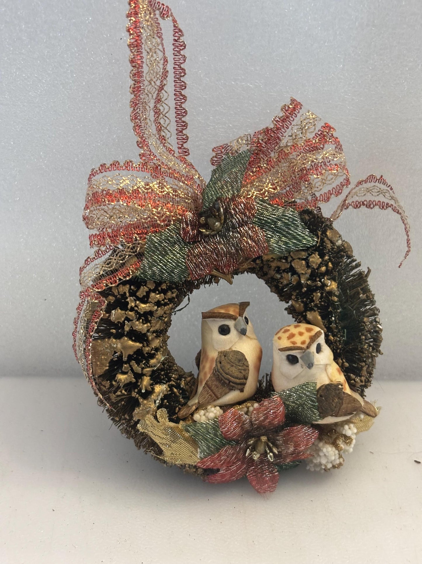 Vintage Wreath with 2 Owls Lover Antiques and Vintage