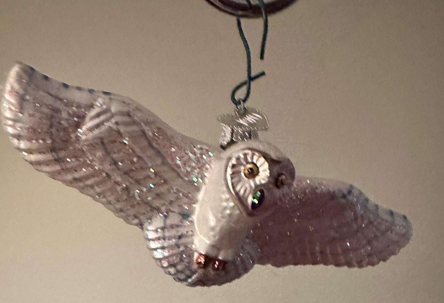Vintage Glass Flying Owl, Owl in Flight Ornament, Owl Christmas Holiday, Lover Antiques and Vintage