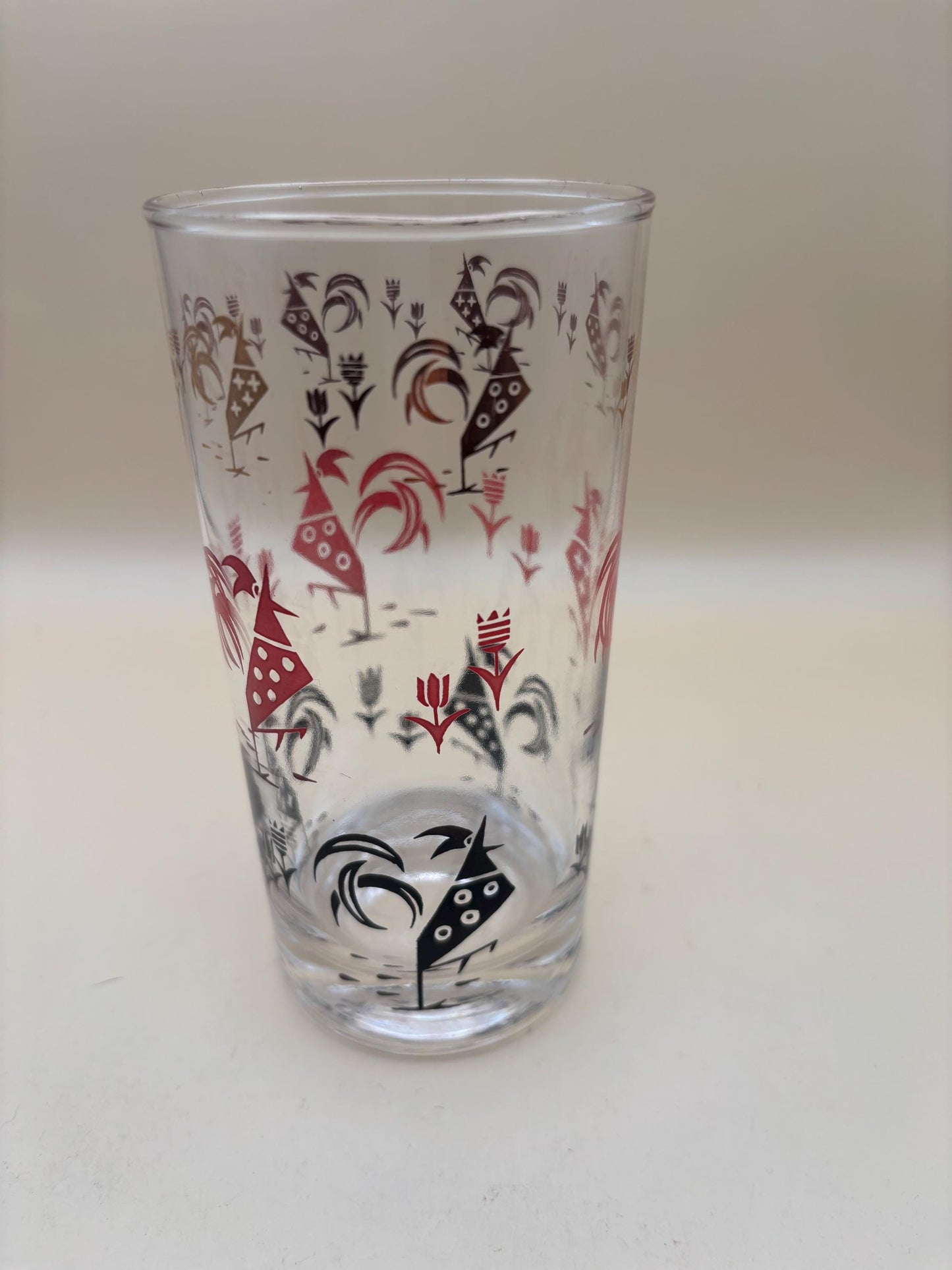 Vintage Libbey Glass Sociables Cooler Glass Red Rooster Black Rooster Glass Lover Antiques and Vintage